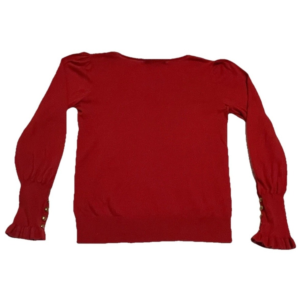 Ralph Lauren Women Ribbed Knit Puff Sleeve Sweater - size M- Red